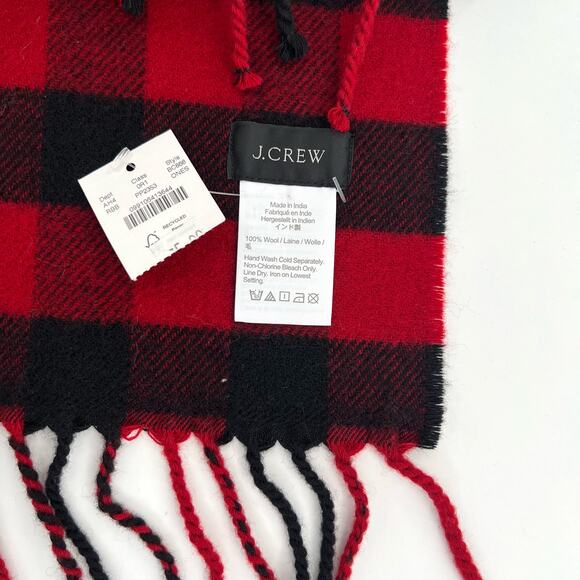 J.Crew plaid unisex men’s women’s checkered wool scarf shawl - Picture 2 of 3